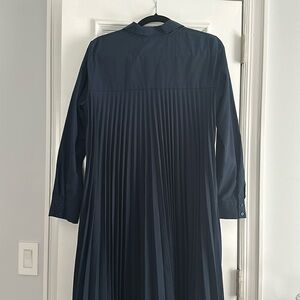 Zara back pleated dress blue